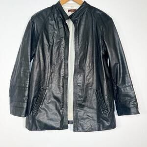 Vintage 80's Jordache Black Leather Jacket Coat